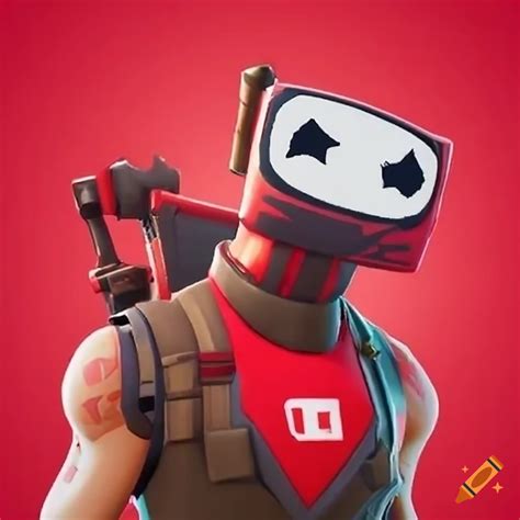 Fortnite skin featuring red colors and youtube logo on Craiyon