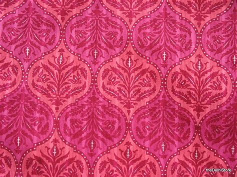 Indian Block Print Cotton Fabric in Pink Sold by theDelhiStore