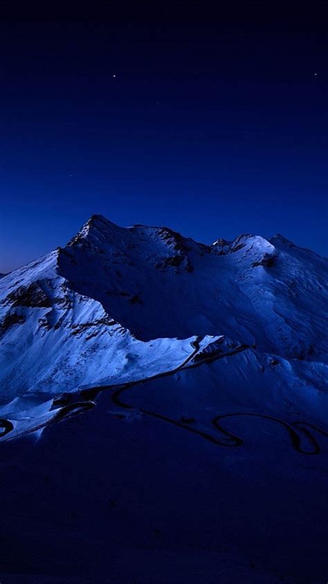 Night-Sky-Over-Snow-Mountain-Peak-iPhone-6-Plus-HD-Wallpaper. | Dark blue wallpaper, Blue ...