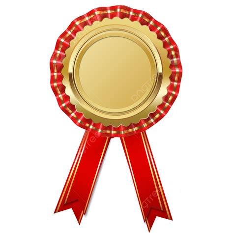 Red Award Ribbon Certificate Badge Vector Transparent For Winner, Award Ribbon Vector, Red Blank ...