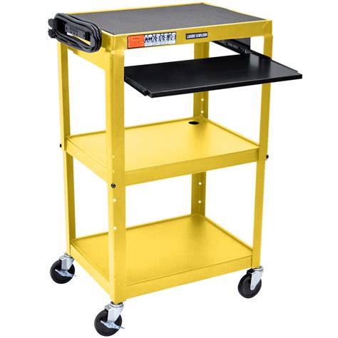 Luxor AVJ42KB-YW Yellow Mobile Computer Cart / Workstation 24" x 18" with Keyboard Shelf