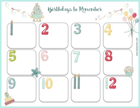 Birthday Month Calendar Template | Free Letter Templates