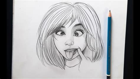 Drawing a crazy funny girl with pencils step by step - YouTube