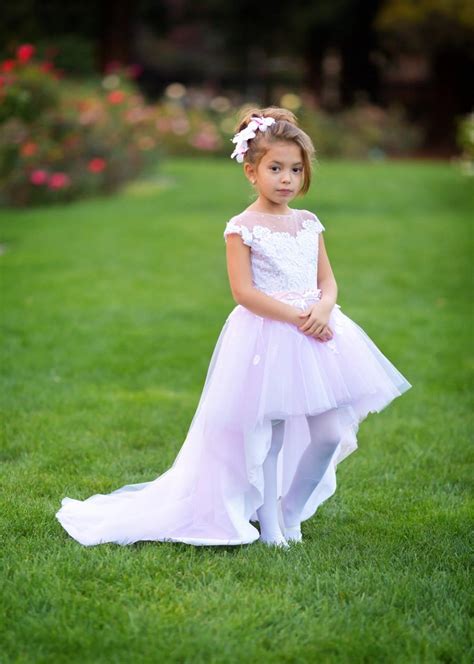 Pink Flower Girl Dress Tulle High Low Princess Birthday Tutu Baby Toddler Girls Party Dress ...