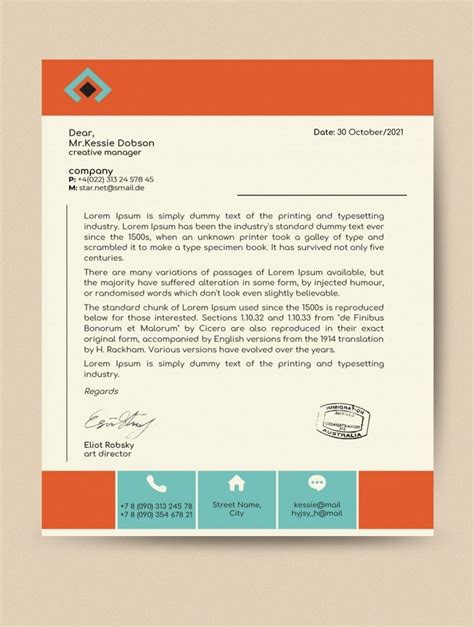 Free Blue and Orange Letterhead Template In Google Docs