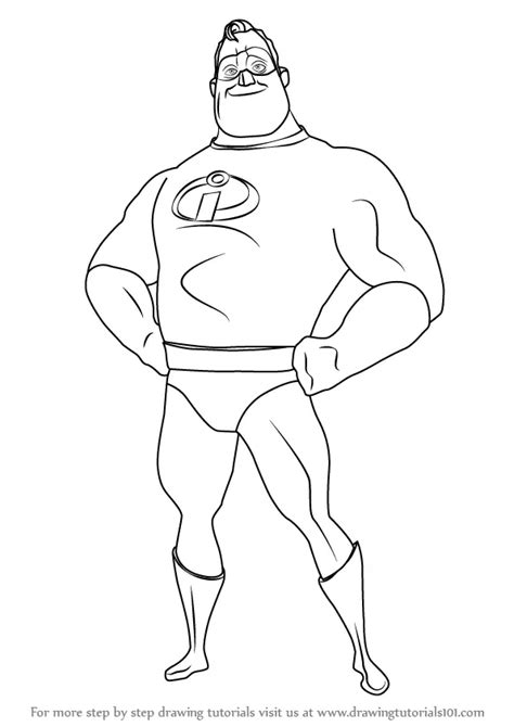 Learn How to Draw Mr. Incredible from The Incredibles (The Incredibles) Step by Step : Drawing ...