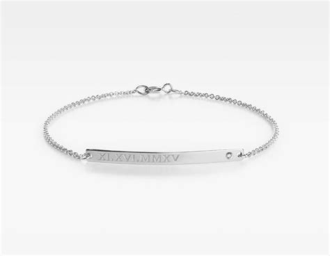 14k White Gold Bar Bracelet with Diamond – Vrai & Oro