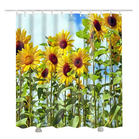 New Sunflower Fabric Print Curtain - Shower Curtains Specialist