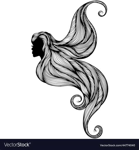 Silhouette of a girl with long hair Royalty Free Vector