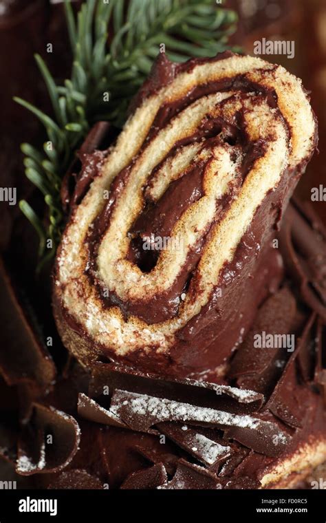 chocolate yule log Stock Photo - Alamy