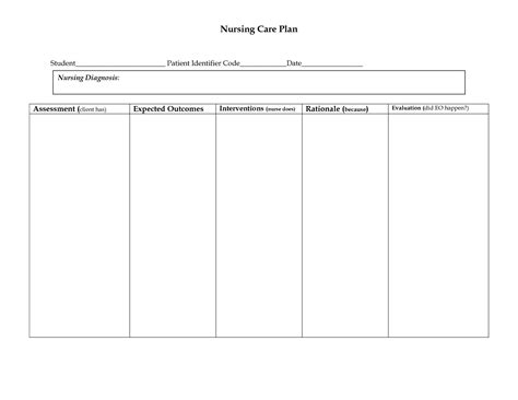 Nursing Care Plan Template Printable - Printable Word Searches