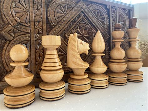 Wooden Chess Pieces, Chess Set Wood, Wooden Chess Set Handmade, Hand Carved Chess Pieces Maple ...