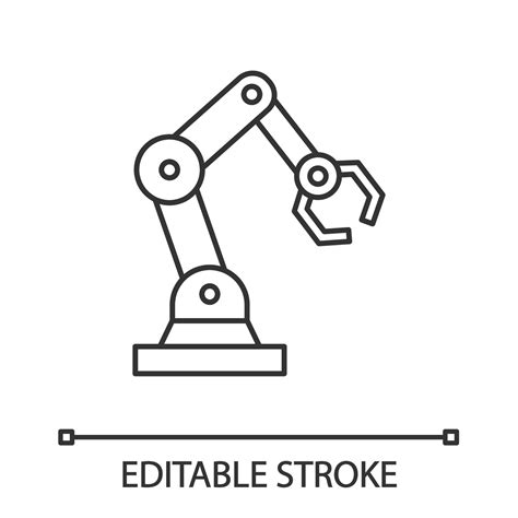 Industrial robotic arm linear icon. Thin line illustration. Robot hand. Contour symbol. Vector ...