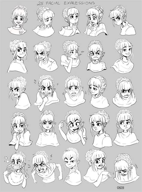 dagmara-darsicka-facial-expressions | Referencia de arte, Hoja de expresión, Dibujos faciales