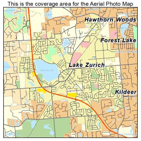 Aerial Photography Map of Lake Zurich, IL Illinois