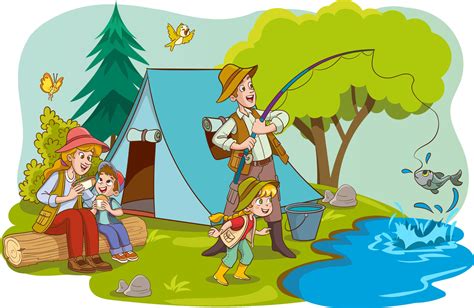 vector illustration of family camping and fishing 31387351 Vector Art at Vecteezy