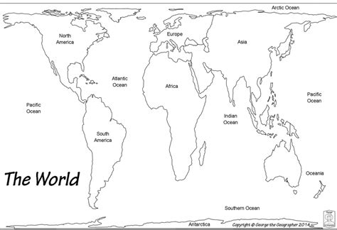 World Map Oceans And Continents Printable - Printable Maps