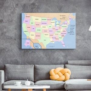 United States Map Canvas USA Map US Map Map of USA United - Etsy