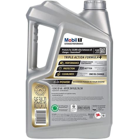 Mobil 1 Extended Performance Full Synthetic 5W-20, 5 Quarts