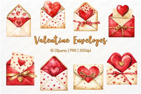 Valentine Envelopes Watercolor Set, a Decorative Illustration by Maysa Art