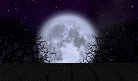 Scary Moon in Halloween Night Concept Design Background Stock Illustration - Illustration of ...