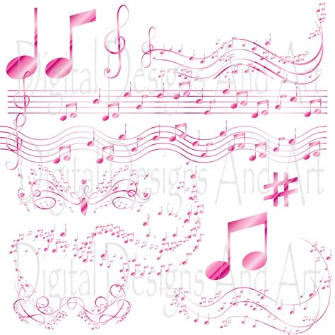 Pink music notes clipart Musical clip art Digital Clipart