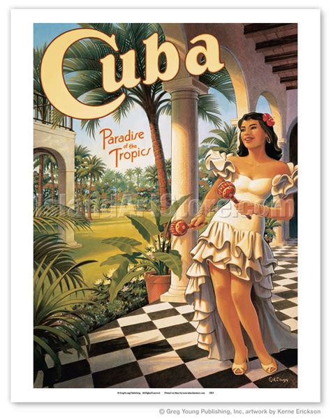 Art Prints & Posters - Cuba - Paradise of the Tropics - Cuban Girl with Maracas (Rumba Shakers ...