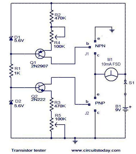 Transistor Tester to test Hfe and working of NPN and PNP Transistors