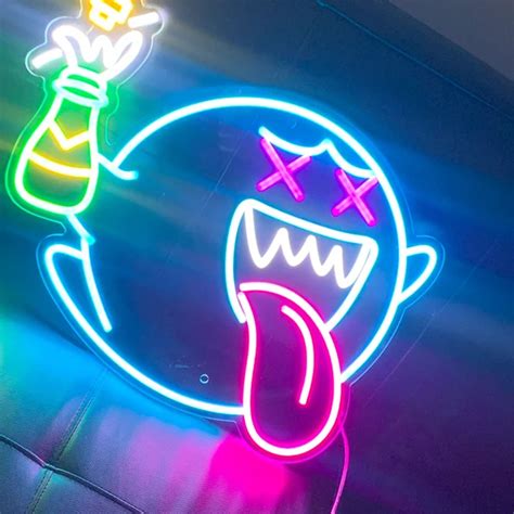 Anime Neon Sign Creative Custom Lighting Gengar Game Room Light for Game Room Bedroom Wall Decor ...