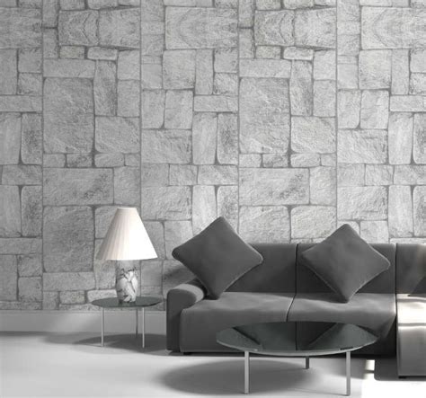 Stone effect grey stone Wallpaper - TenStickers