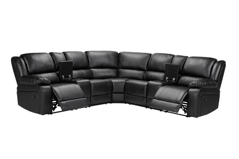 Sectional Sofa Power Motion Sofa with Cup Holder Black Leather Living Room Sofas, Armchairs ...