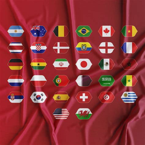 Qatar 2022 World Cup All Team Flags Logo Vector 8 File Etsy Singapore - AriaATR.com