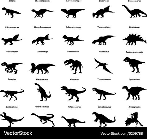 Dinosaur silhouettes Royalty Free Vector Image