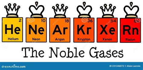 Noble gases stock illustration. Illustration of element - 231346072