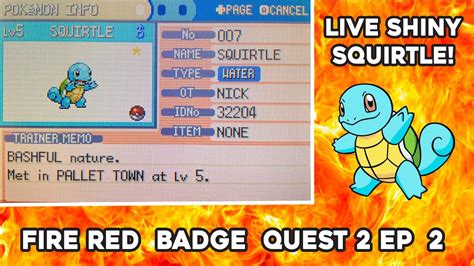 Live Shiny Squirtle After 4182 Soft Resets! | Pokemon Fire Red Shiny Badge Quest 2 Ep 2 - YouTube