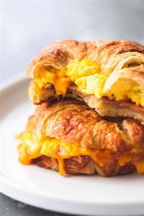 Baked Croissant Breakfast Sandwiches | Creme De La Crumb