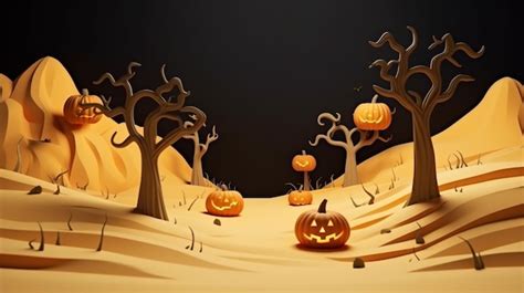 Premium AI Image | 3d Halloween landscape with creepy landscape of night sky forest Generative AI