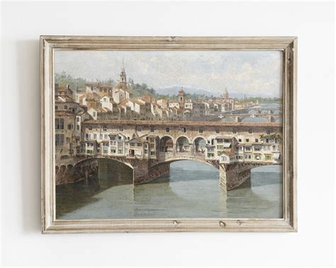 Florence Italy Ponte Vecchio Painting for Antique European Village Wall Decor - Etsy