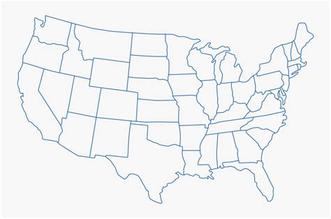 Outline Of The United States Blank Map World Map - 50 States And Capital Map Quiz, HD Png ...