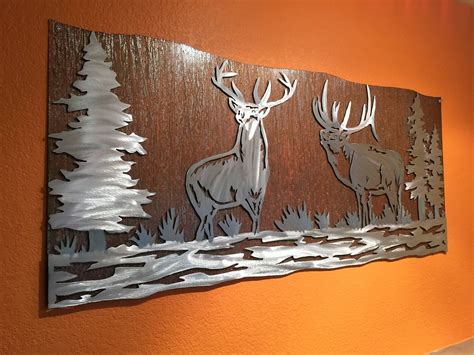 Elk artwork. Metal wall art Nature scene Wildlife Forest | Etsy