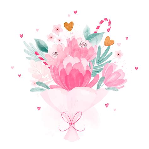 Free Vector | Watercolor valentine's day flowers illustration