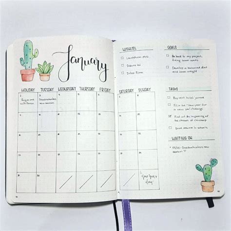 Bullet Journal Calendar Layouts