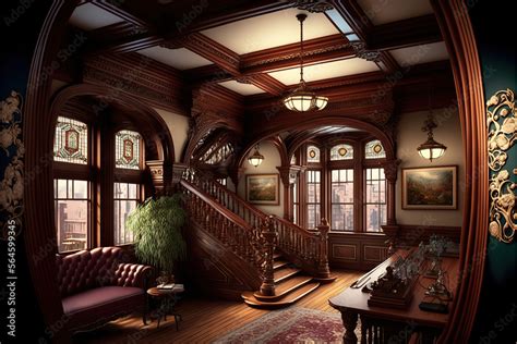 Dark Victorian Mansion Wooden Ceiling Interior Illustration, 59% OFF