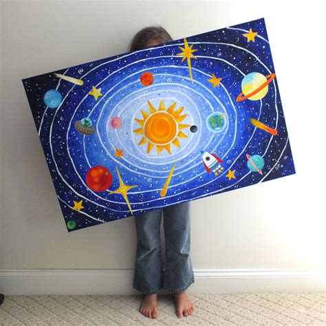 Solar System Painting, peinture sur mesure de lespace pour enfants, 36x24 personnalisé sur ...