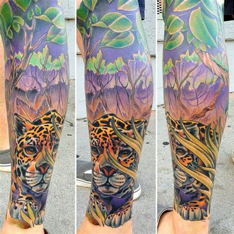 Jaguar Jungle Full Color Sleeve | Remington Tattoo Parlor