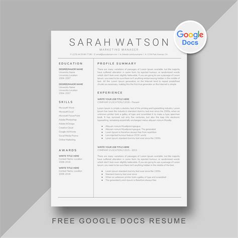 Resume Template 2024 Google Docs - Luci Simona