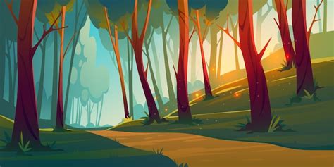 Premium Vector | Cartoon forest landscape