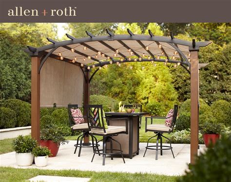 Shop allen + roth 116.14-in W x 116.14-in L x 94.3-in H Tan/Black Freestanding Pergola with ...