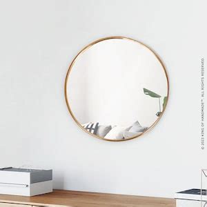 Elegant Round Gold Wall Mirror: Handcrafted Decorative Mirror for Living Room, Bathroom, and ...