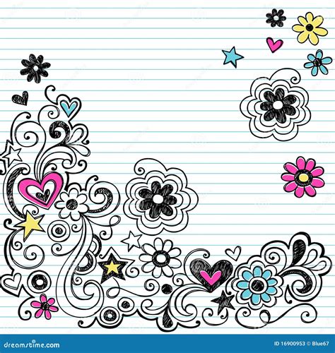 Marker Notebook Doodles Swirls And Flowers Stock Photos - Image: 16900953